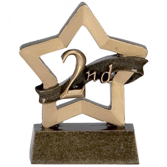 2ND PLACE TROPHY - GOLD MINI STAR RESIN - 3.25'' 
